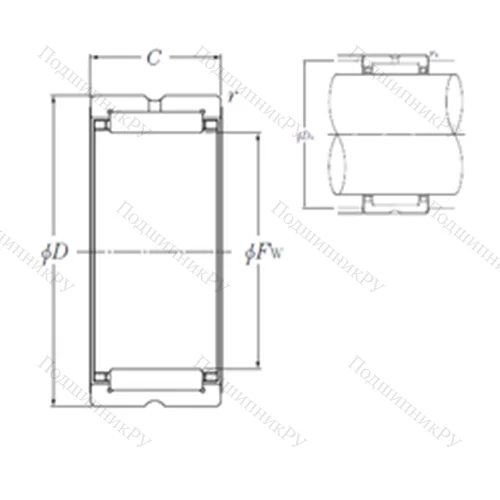 Подшипник игольчатый радиальный MR 405228 от производителя  NTN Подшипник игольчатый радиальный MR 405228 от производителя  NTN