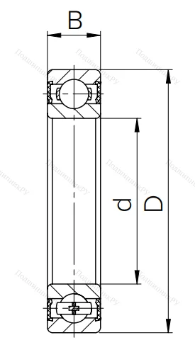 Шариковый однорядный подшипник 6-180307 С9 ГОСТ 520
