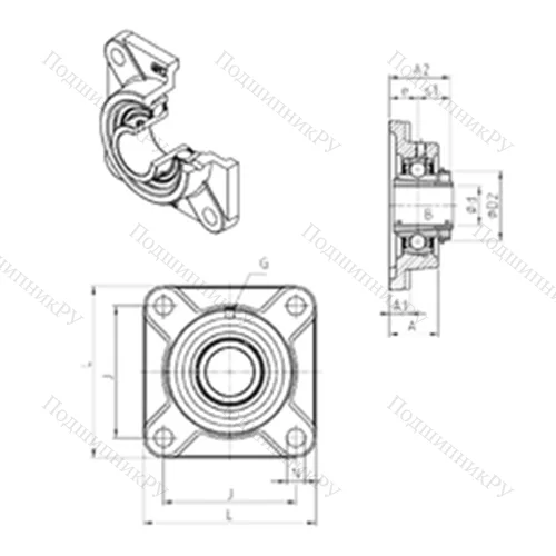 Подшипниковый узел шариковый радиальный UKF 216H