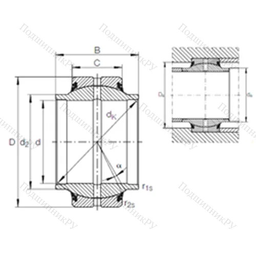 Подшипник скольжения сферический BLRB 365214B-2RS