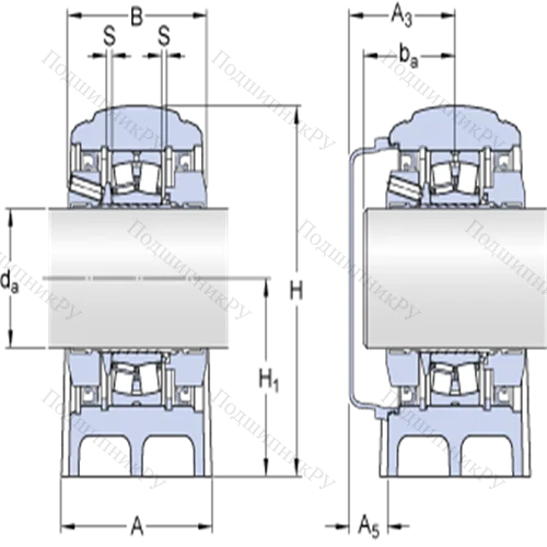 Стационарные роликоподшипниковые узлы ( ConCentra, для метрических валов) SYNT 55 LTF