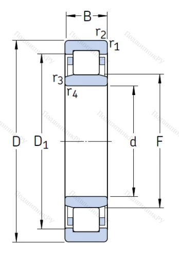 Роликовый цилиндрический подшипник NU 2210 ECP/C 3 от производителя  SKF