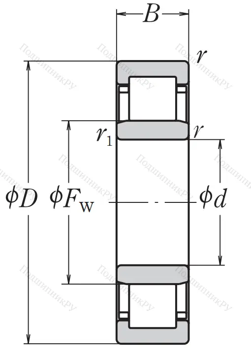 Роликовый цилиндрический подшипник NJ 309 EW C 3