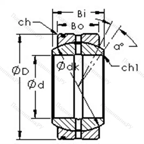 Подшипник скольжения сферический GE 40XS/K от производителя  AST