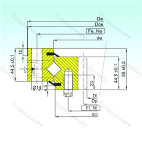 Подшипник роликовый опорно-поворотный ZR 1.14.1094.200-1SPTN