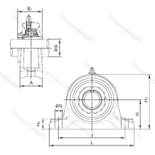 Подшипниковый узел шариковый радиальный UKIP 208+H 2308