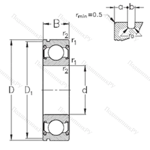 Подшипник шариковый радиальный 6306-2Z-N