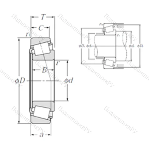 Подшипник роликовый радиально-упорный 4T-HM 212046/HM 212011 от производителя  NTN Подшипник роликовый радиально-упорный 4T-HM 212046/HM 212011 от производителя  NTN
