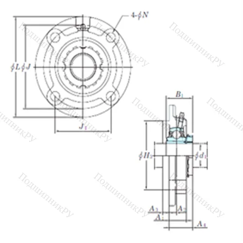 Подшипниковый узел шариковый радиальный UKFCX 12