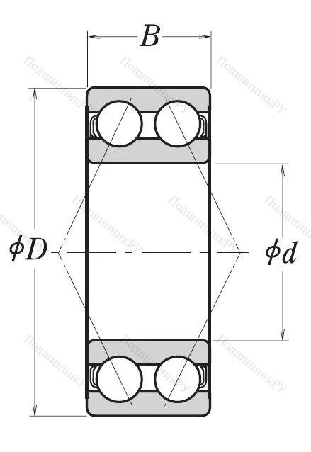 Двухрядный шариковый подшипник 3308 B 2RSRTNG