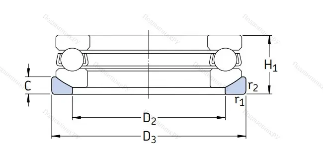 Упорный шариковый подкладное кольцо U 307
