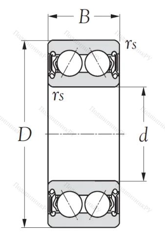 Двухрядный шариковый подшипник 5206 2RS от производителя  KSM
