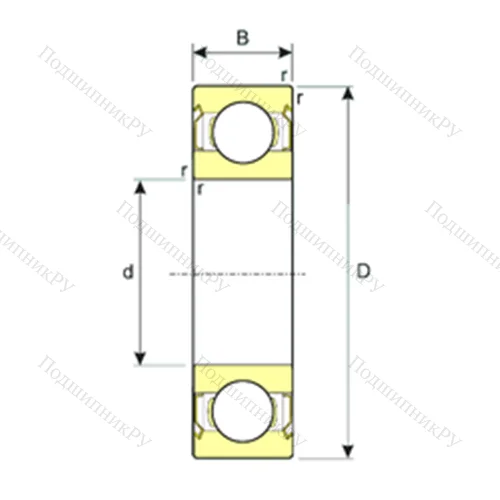 Подшипник шариковый радиальный SS 61807-ZZ