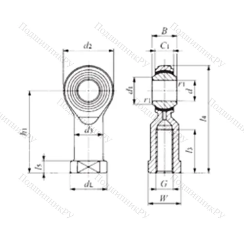 Подшипник скольжения сферический PHS 14EC от производителя  IKO
