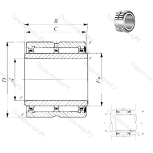 Подшипник игольчатый радиальный NA 6910U