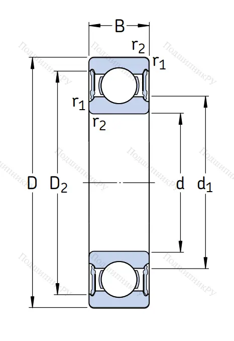 Однорядный шариковый подшипник 6307 2RS 1/C 3 от производителя  SKF