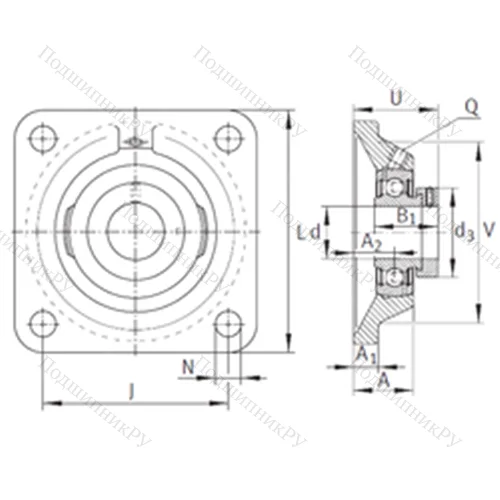 Подшипниковый узел шариковый радиальный PCJ 1-1/4-206 от производителя  INA