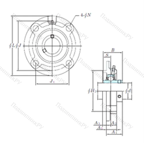 Подшипниковый узел шариковый радиальный UCFC 207-23