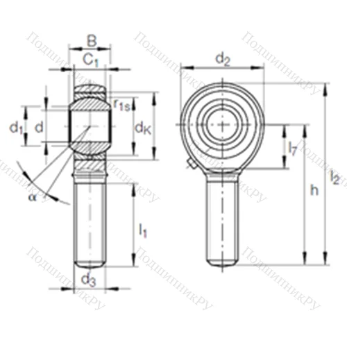 Подшипник скольжения сферический GAKR 5 PB от производителя  INA