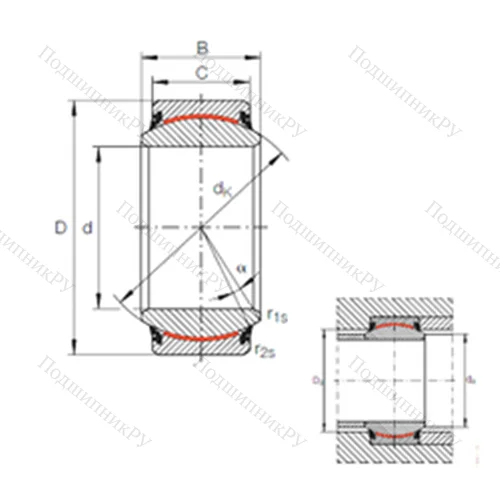 Подшипник скольжения сферический GE 220 UK-2RS