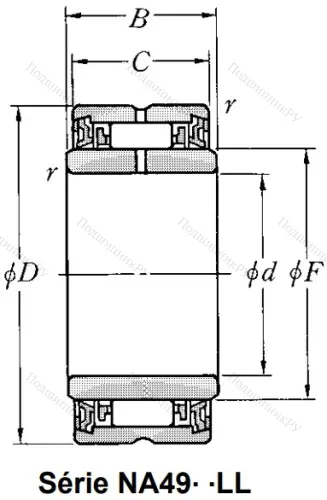 Игольчатый подшипник NA 4909 LL/3AS