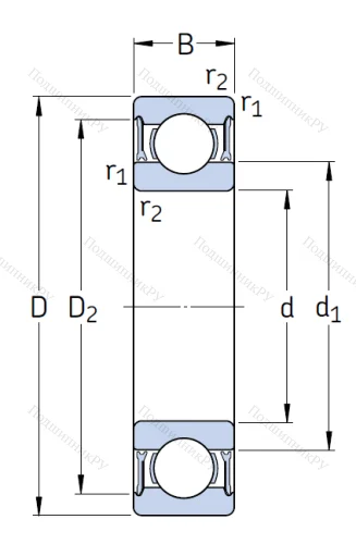 Однорядный шариковый подшипник 61905 2RZ от производителя  SKF