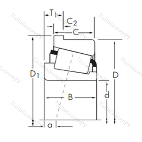 Подшипник роликовый радиально-упорный JP 14049-JP 14010-B от производителя  TIMKEN Подшипник роликовый радиально-упорный JP 14049-JP 14010-B от производителя  TIMKEN