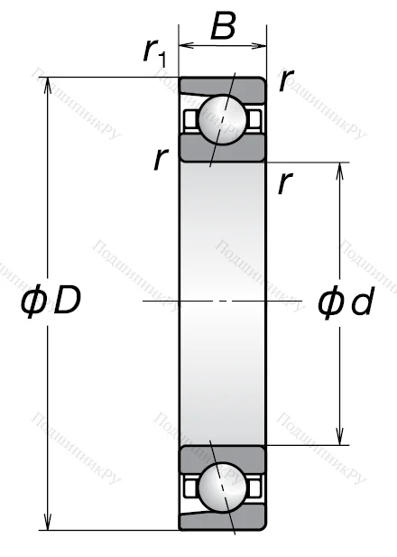 Однорядный шариковый подшипник 7010 A