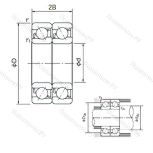 Подшипник шариковый радиально-упорный спаренный 7318BDT