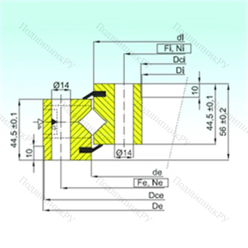 Подшипник роликовый опорно-поворотный NR 1.14.0844.200-1PPN