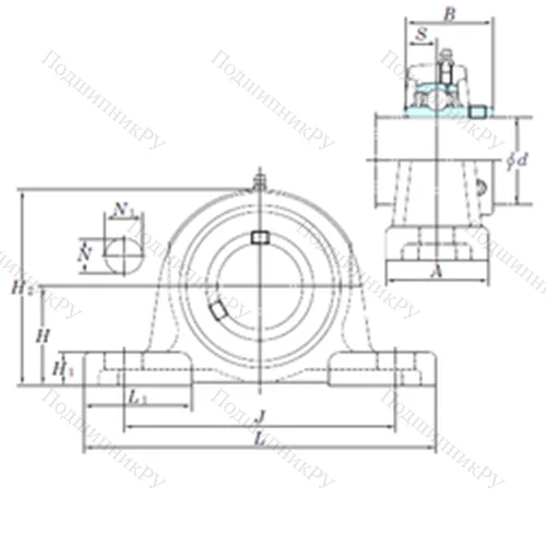 Подшипниковый узел шариковый радиальный UCP 211-35