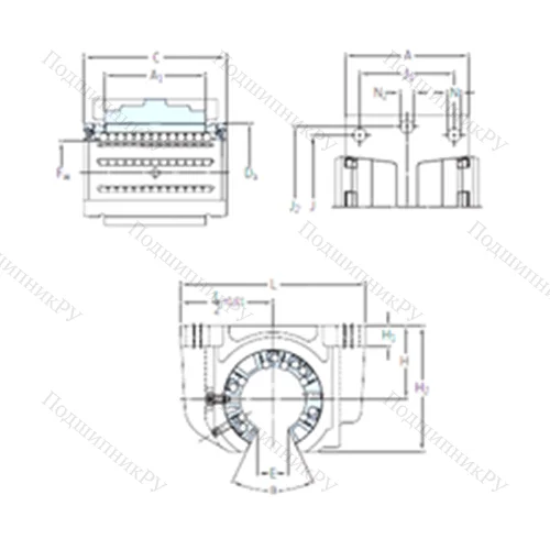 Подшипник шариковый линейный LUCF 50-2LS