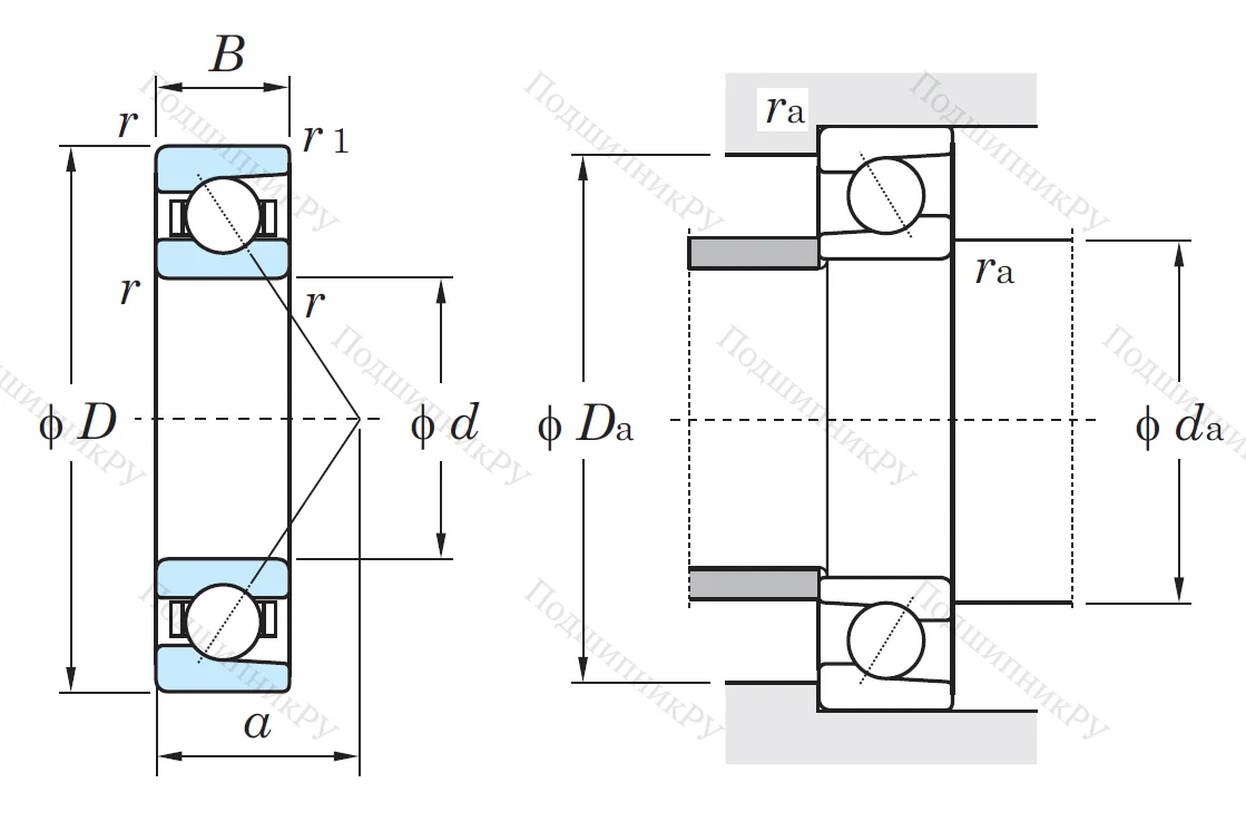 Однорядный шариковый подшипник 7211 B