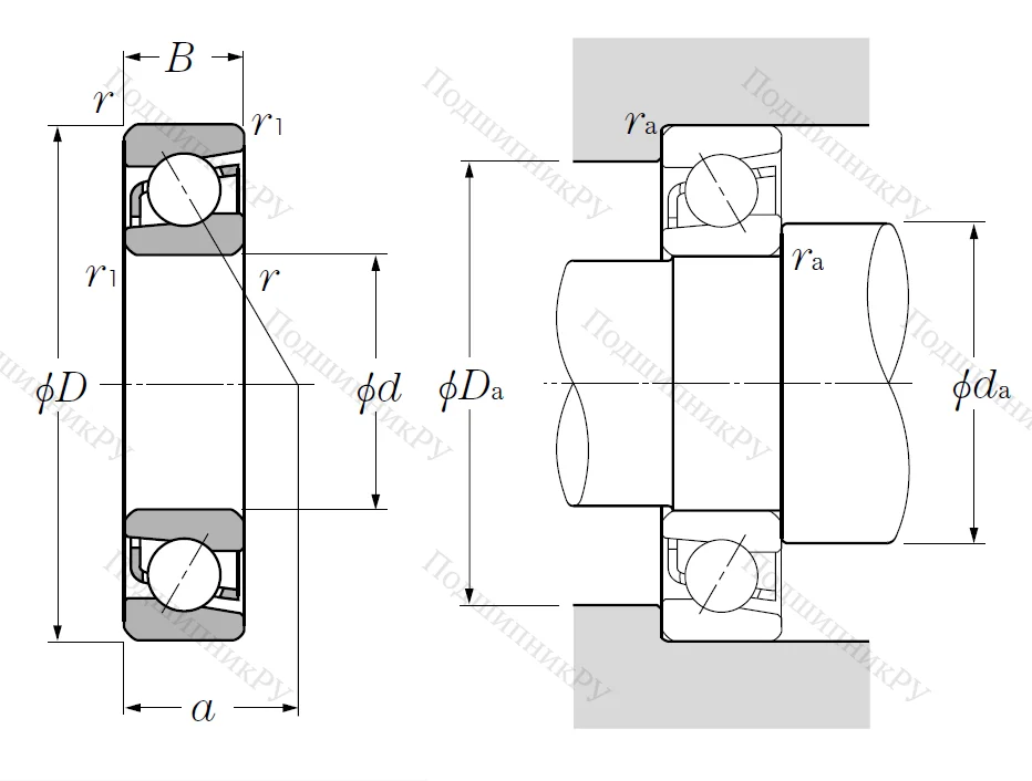 Однорядный шариковый подшипник 7218 B