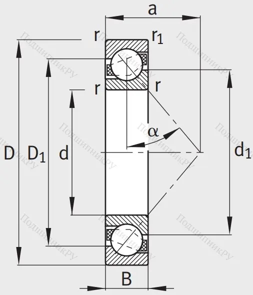 Однорядный шариковый подшипник 7310 B XL TVP