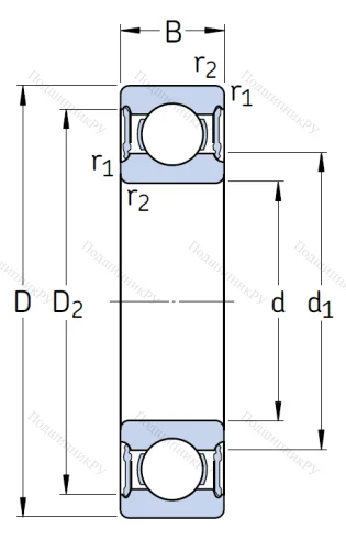 Однорядный шариковый подшипник 61906 2RS 1 от производителя  SKF