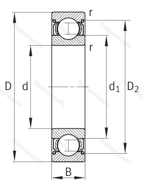 Однорядный шариковый подшипник 6204 C 2Z
