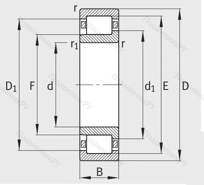 Роликовый цилиндрический подшипник NJ 2209 E XL TVP 2