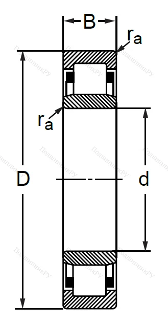 Цилиндрический роликовый подшипник 32512 (NU 2212)