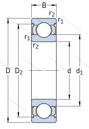 Однорядный шариковый подшипник 6309 2Z от производителя  SKF