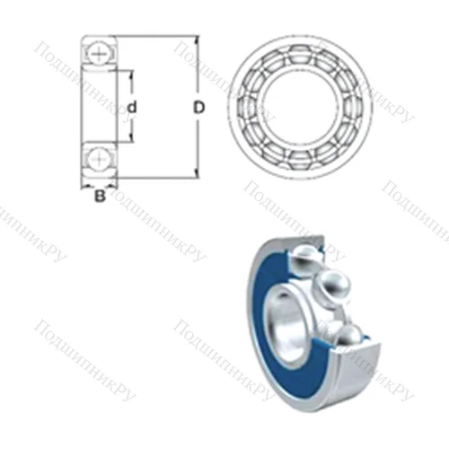 Подшипник шариковый радиальный 6210-2RS от производителя  ZEN