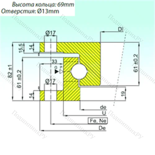 Подшипник шариковый опорно-поворотный NK.22.0400.100-1PPN от производителя  ISB