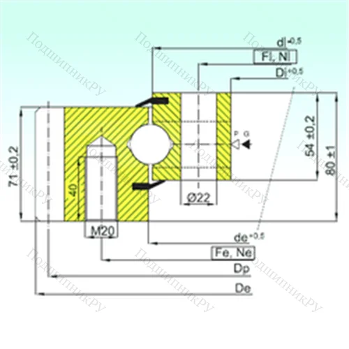 Подшипник шариковый опорно-поворотный EB 1.25.0455.200-1STPN от производителя  ISB