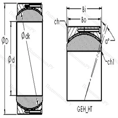 Подшипник скольжения сферический GEH 110HT от производителя  AST