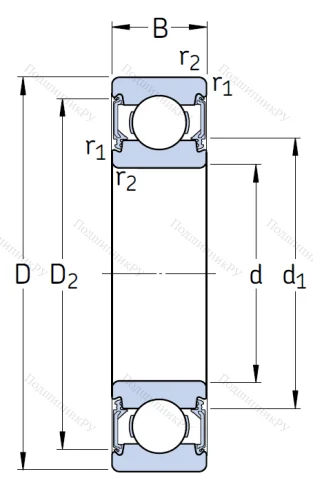 Однорядный шариковый подшипник 6301 2RSH от производителя  SKF