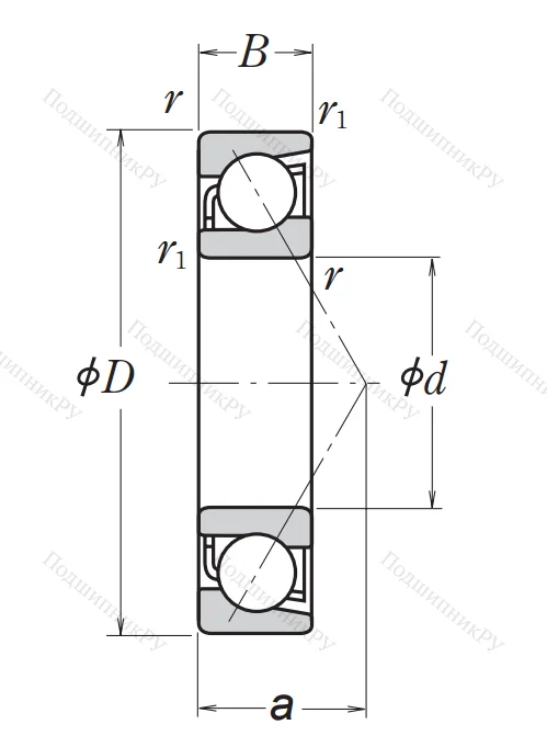 Однорядный шариковый подшипник 7202 BEAT 85