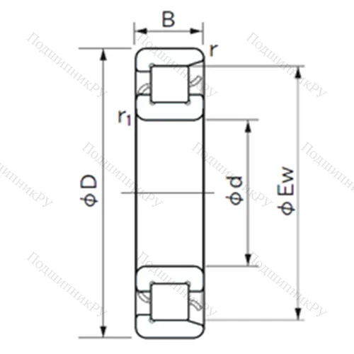 Подшипник роликовый радиальный NF 1028