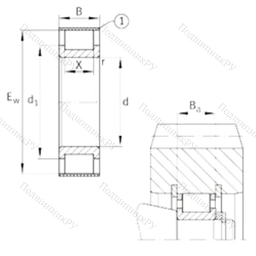 Подшипник роликовый радиальный RSL 182307-A от производителя  INA