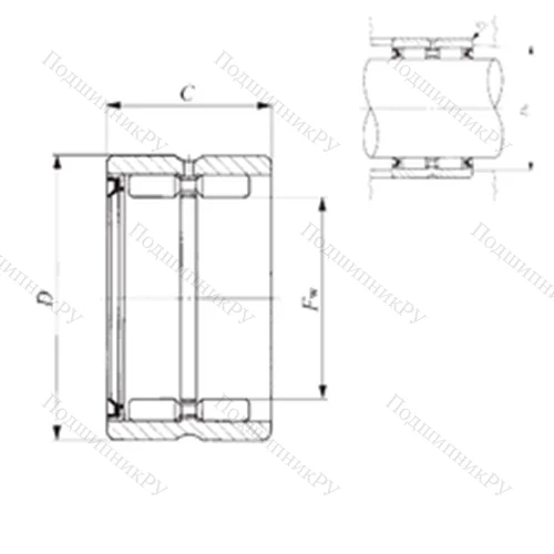 Подшипник игольчатый радиальный GBR 405228 U от производителя  IKO Подшипник игольчатый радиальный GBR 405228 U от производителя  IKO