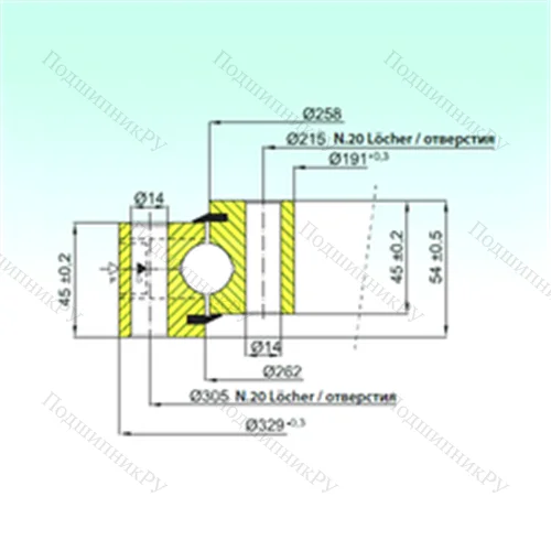 Подшипник шариковый опорно-поворотный NB 1.20.0260.201-1PPN от производителя  ISB